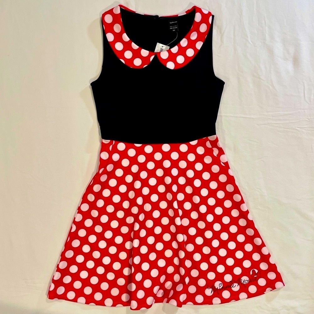 New Hot Topic Minnie Mouse Dress Womens Small Disney Gloves Halloween Costume
